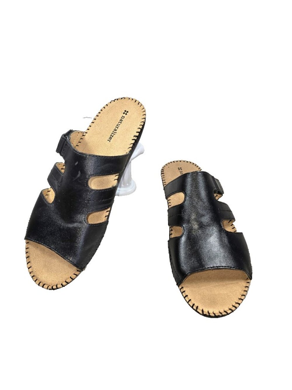 Naturalizer Womens Sandals Black Leather Slides Sz 9.5W Comfort Casual Summer